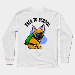 Cute Bulldog Back To School  Kids 1st Grade Dog Long Sleeve T-Shirt